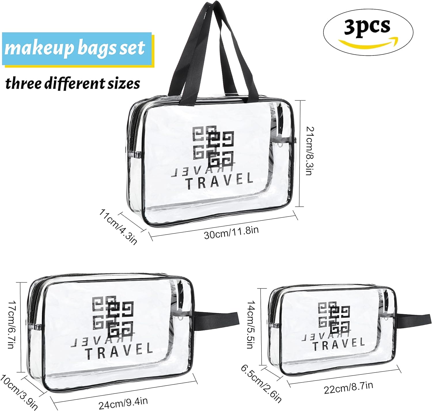Set Of 3 Dream Travel Pouch, Transparent Oriented Makeup Bag, Carry Travel Zippered Pouch Bag, Waterproof, Portable Travel Cosmetics Pouch, Multifunctional PVC Zip Toiletry Carry Pouch Set Of 3 Dream Travel Pouch, Transparent Oriented Makeup Bag, Carry Travel Zippered Pouch Bag, Waterproof, Portable Travel Cosmetics Pouch, Multifunctional PVC Zip Toiletry Carry Pouch